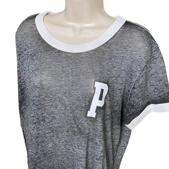 Victoria Secret Pink Gray Shirt Burnout Sheer Lightweight Blouse Size L u - Picture 2 of 8